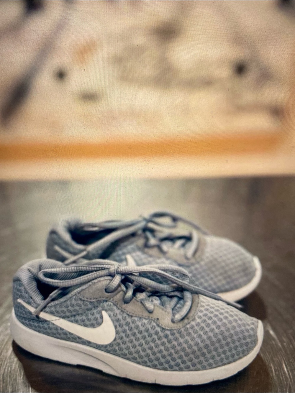 Nike Kids Gray Mesh Sneakers with White Swoosh